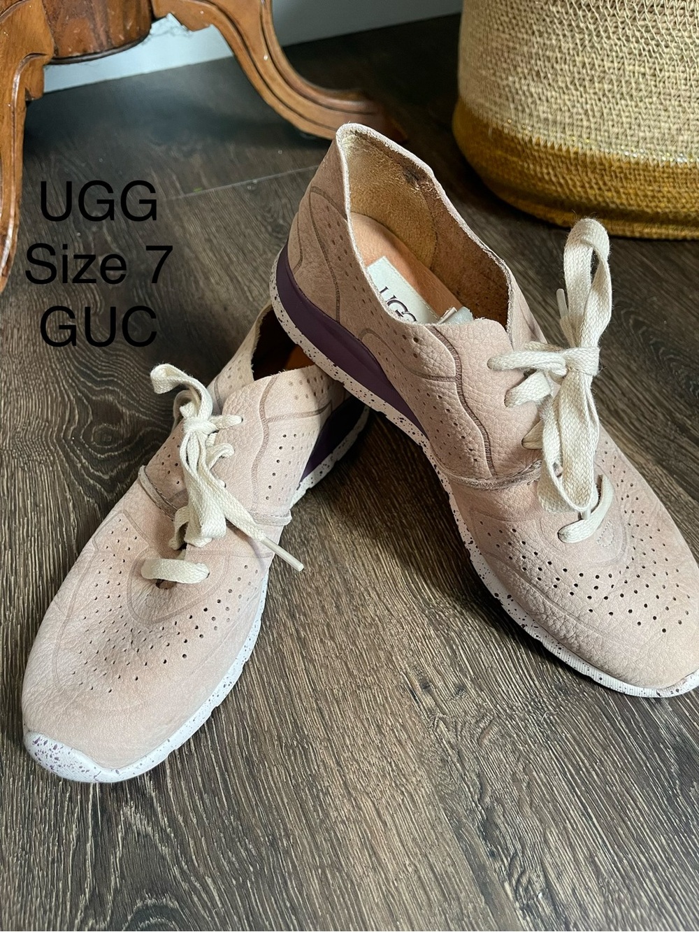 UGG Women's Blush Suede Lace-Up Sneakers with Purple Accent